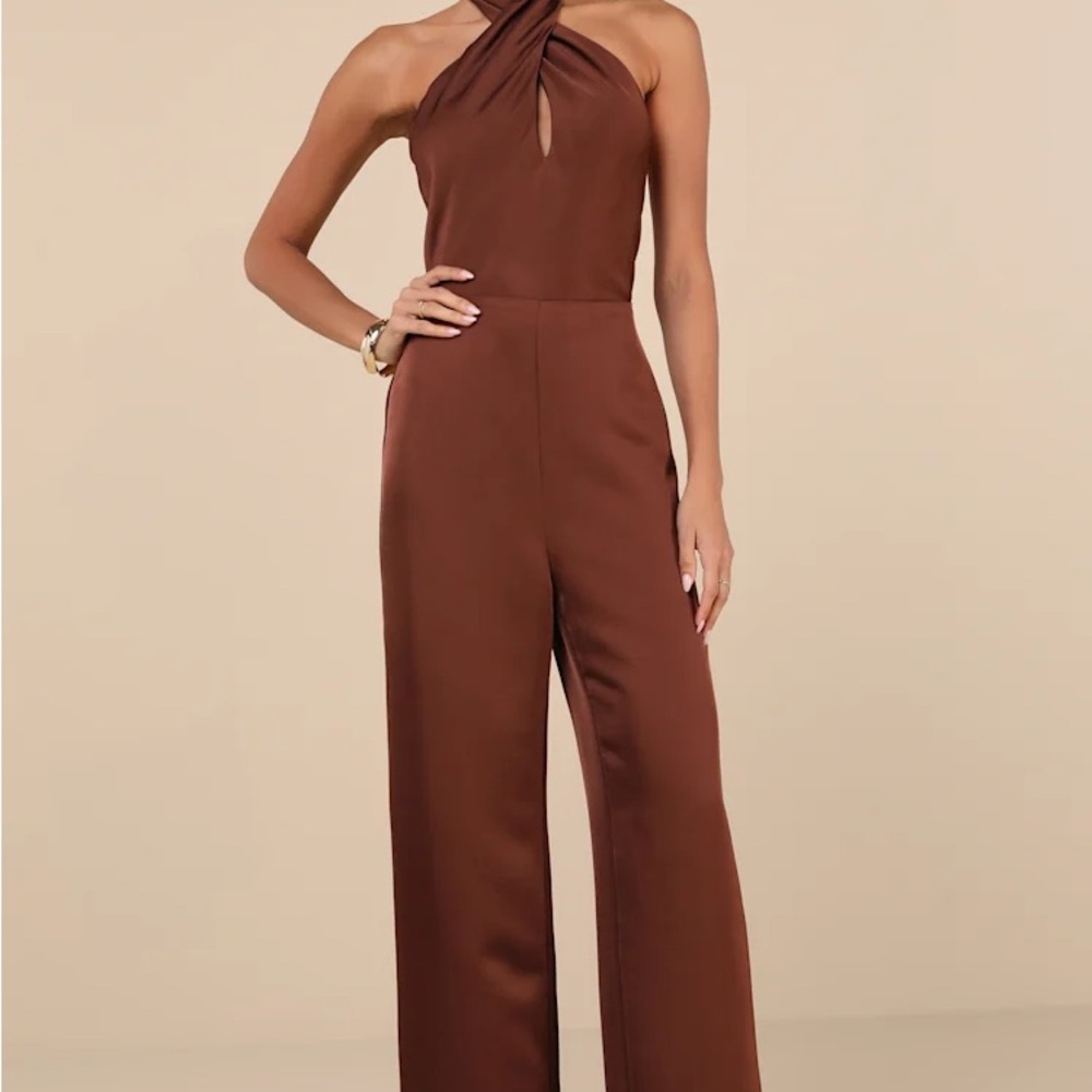 Lulu's Chic Brown Halter Jumpsuit